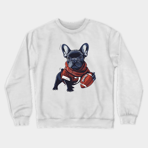 American Football Player French Bulldog Crewneck Sweatshirt by Wintrly